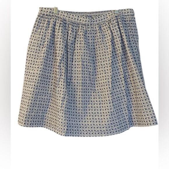 Isani For Target Blue White Cotton Lined Embroidered Mini Skirt Pockets XL NEW - Picture 1 of 9